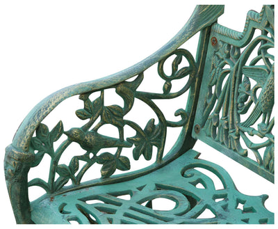 Biscottini Panchina Liberty in ghisa finitura verde anticata L105xPR62xH90 cm