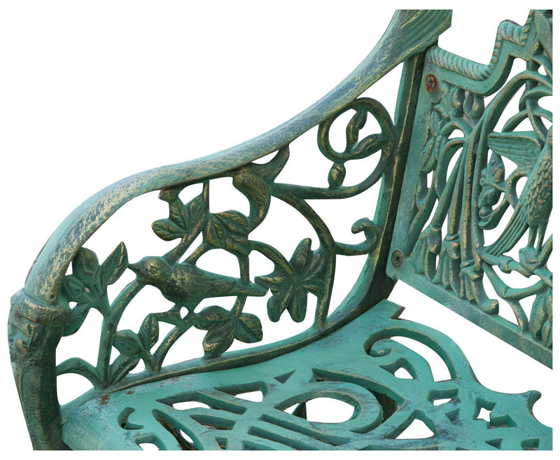 Biscottini Panchina Liberty in ghisa finitura verde anticata L105xPR62xH90 cm