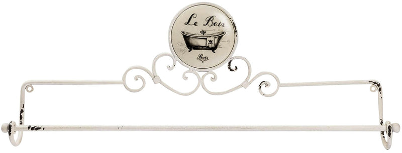 Biscottini Portasciugamani da muro "Le Bain" in ferro battuto finitura Shabby 70x9,5x27,5 cm