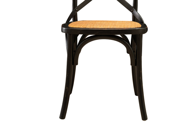Biscottini Sedia Thonet in massello e seduta in rattan finitura Nero anticato