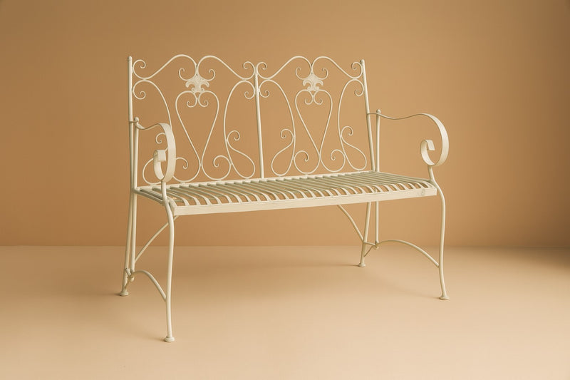 Biscottini Divanetto panchina in ferro finitura bianca anticata giardino realizzato