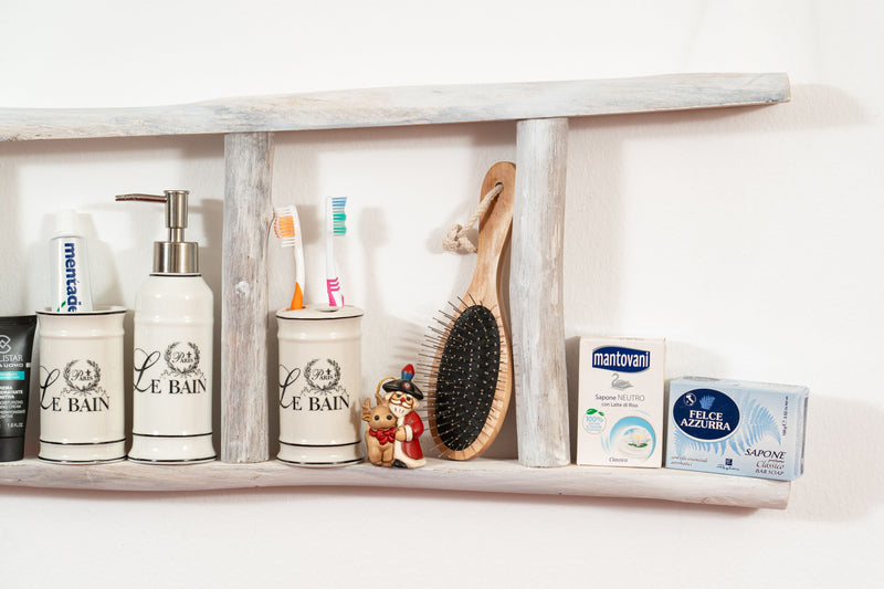 Biscottini Scala portasciugamani in legno finitura bianca anticata