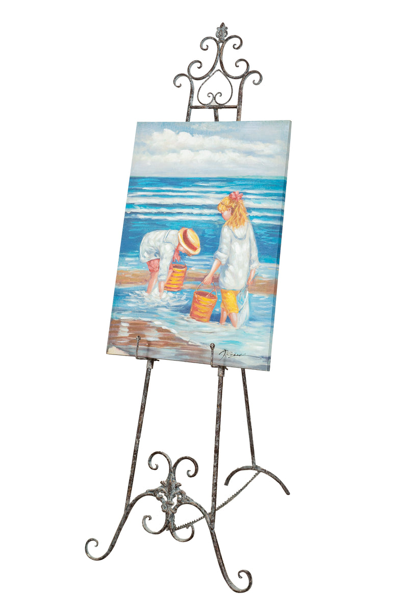 Biscottini Portaquadro in ferro battuto finitura ruggine anticata L53xPR96xH150 cm