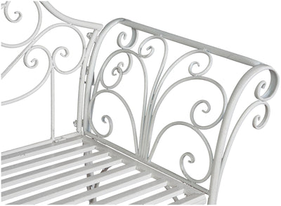 Biscottini Divanetto panca sedia seduta poltrona in ferro finitura bianca anticata L133xPR47xH90 cm