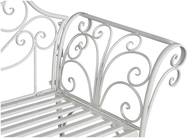 Biscottini Divanetto panca sedia seduta poltrona in ferro finitura bianca anticata L133xPR47xH90 cm