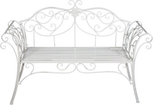 Biscottini Divanetto panca sedia seduta poltrona in ferro finitura bianca anticata L133xPR47xH90 cm