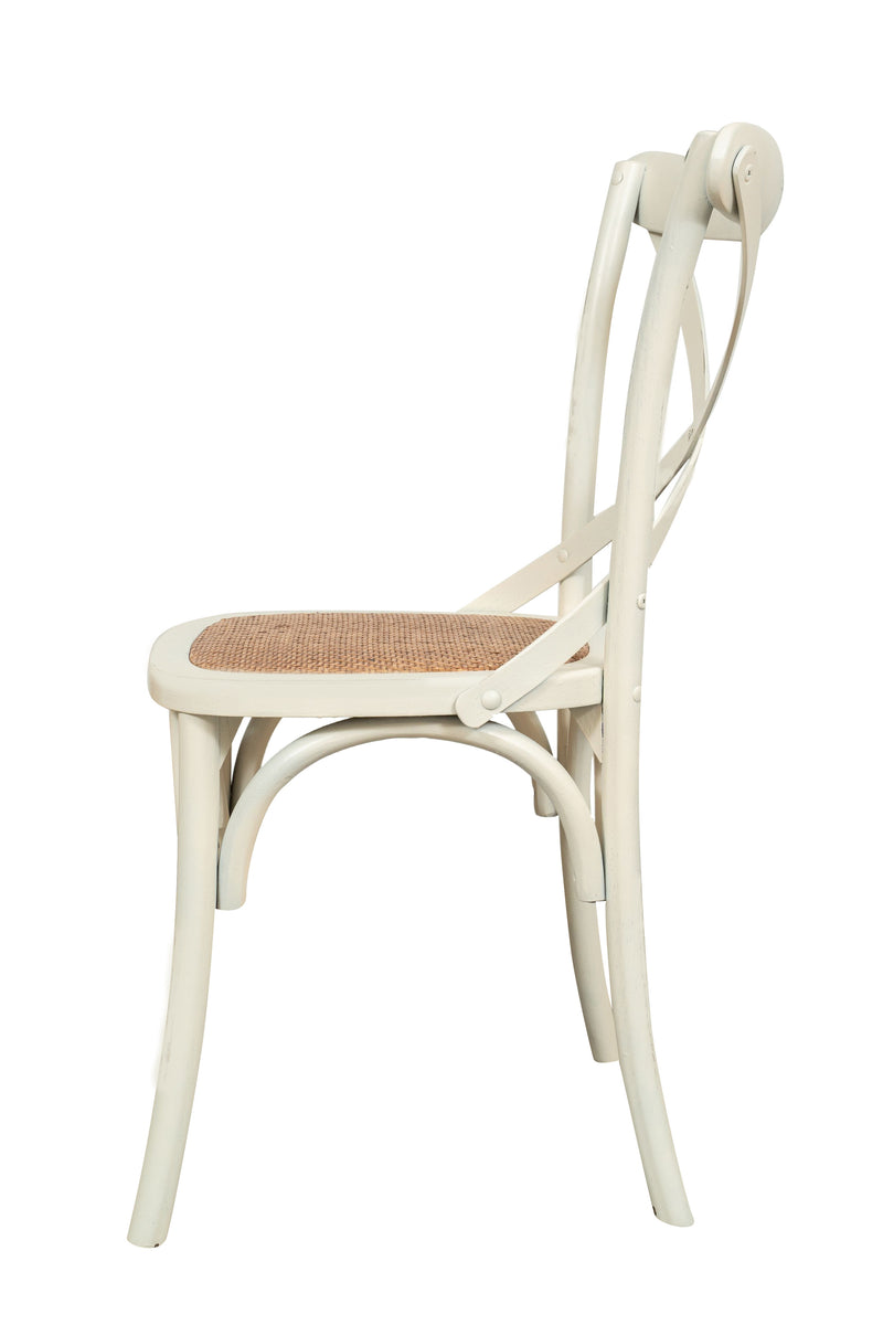 Biscottini Sedia Thonet in massello e seduta in rattan finitura bianca anticata