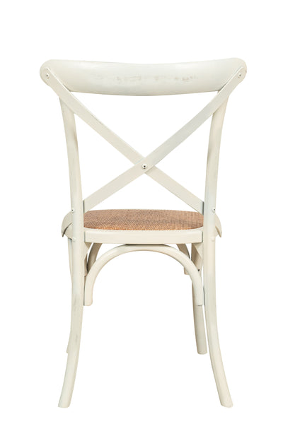 Biscottini Sedia Thonet in massello e seduta in rattan finitura bianca anticata