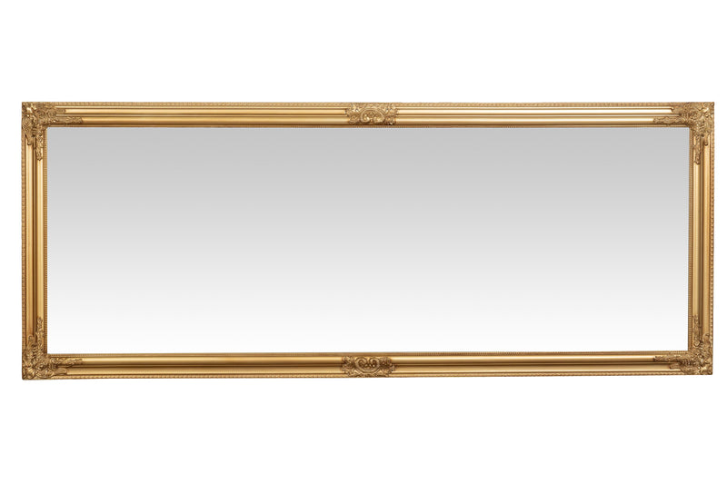 Biscottini Specchio Specchiera da parete e appendere verticale/orizzontale L72xPR4xH180 cm finitura foglia oro anticato.