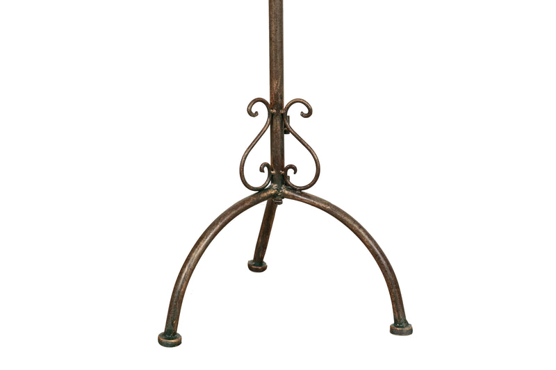 Biscottini Leggio da terra in ferro battuto pieno finitura ruggine anticata L46xPR32xH90-170 cm