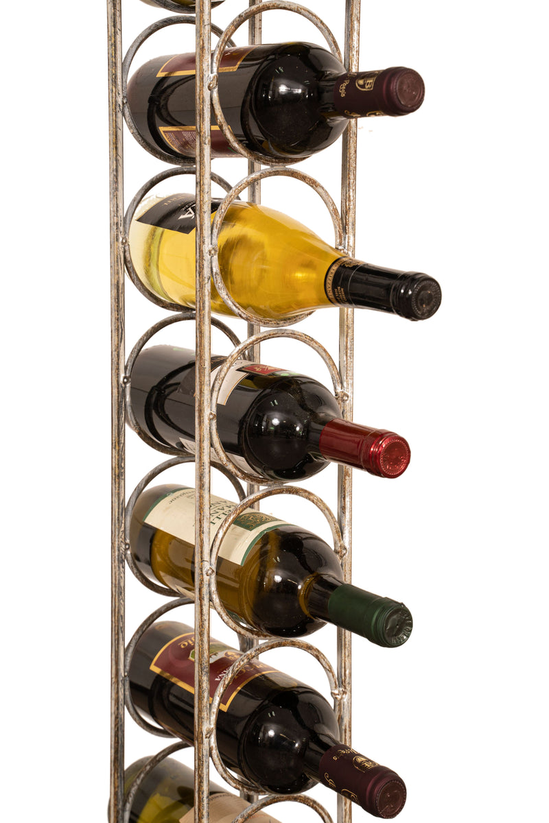 Biscottini Porta bottiglie in ferro battuto finitura bianca anticata