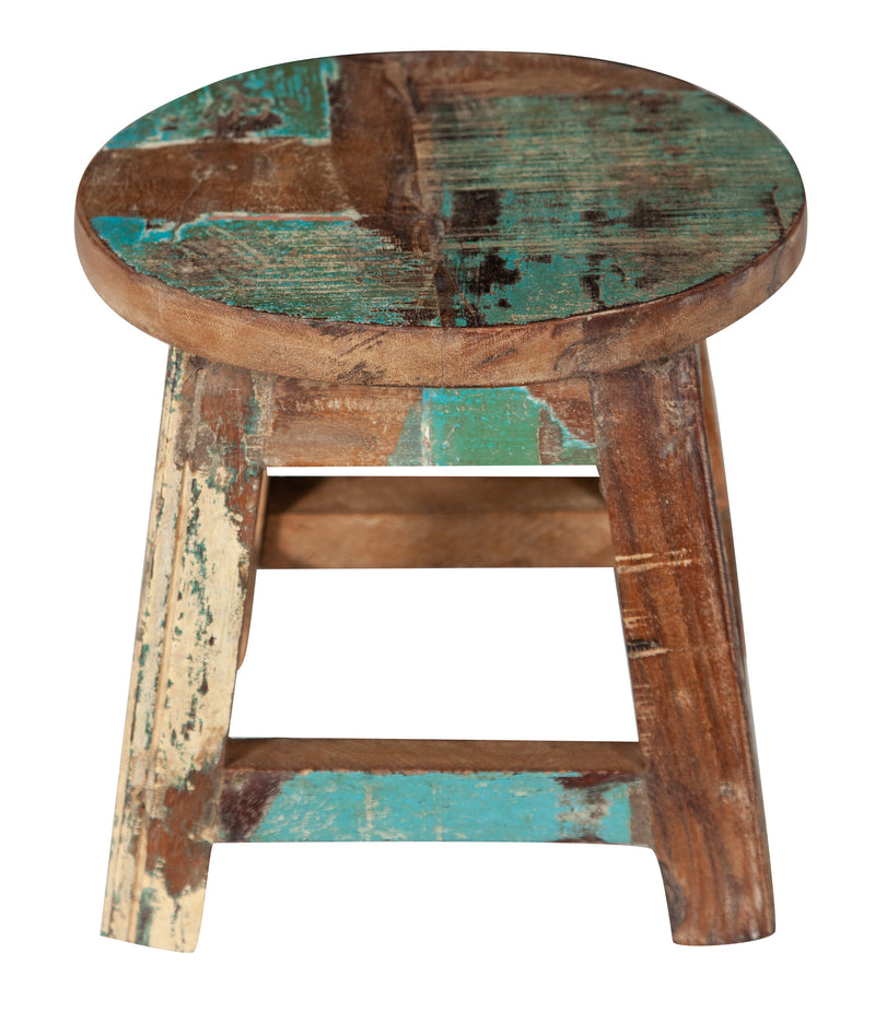 Biscottini PANCHETTO ROTONDO IN LEGNO VECCHIO RICICLATO DI TEAK