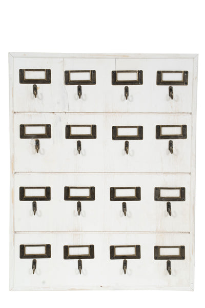 Biscottini Bacheca appendichiavi in legno finitura bianco anticato L37xPR4xH47 cm