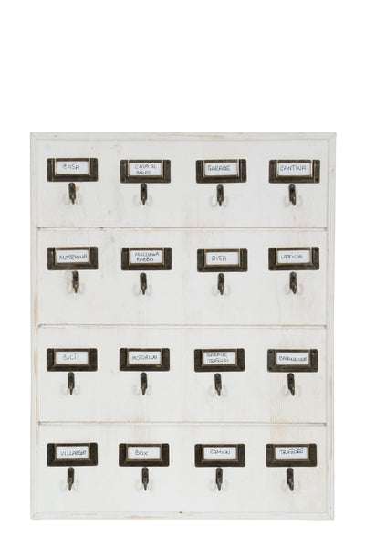 Biscottini Bacheca appendichiavi in legno finitura bianco anticato L37xPR4xH47 cm