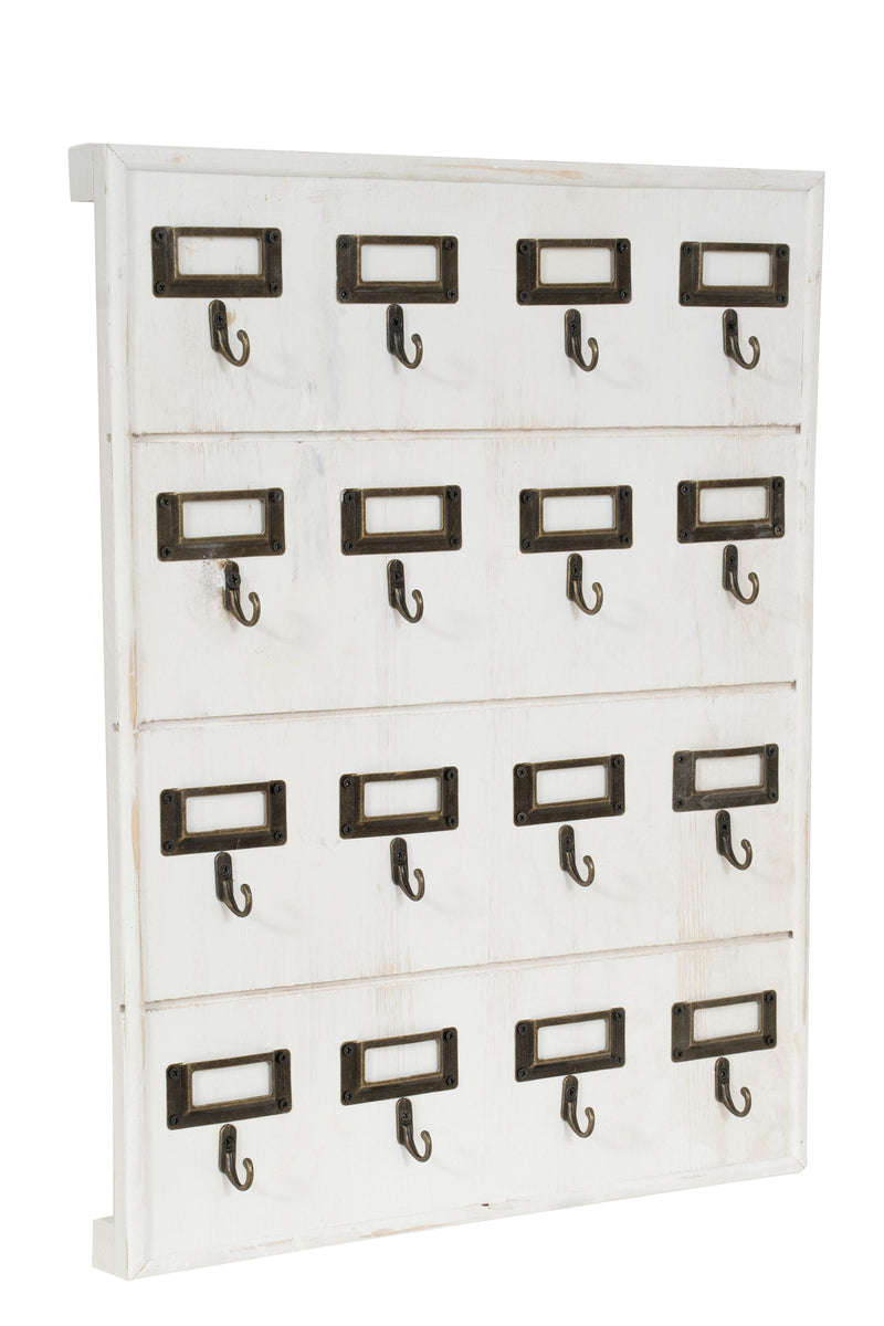 Biscottini Bacheca appendichiavi in legno finitura bianco anticato L37xPR4xH47 cm
