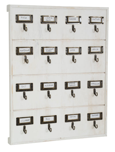 Biscottini Bacheca appendichiavi in legno finitura bianco anticato L37xPR4xH47 cm
