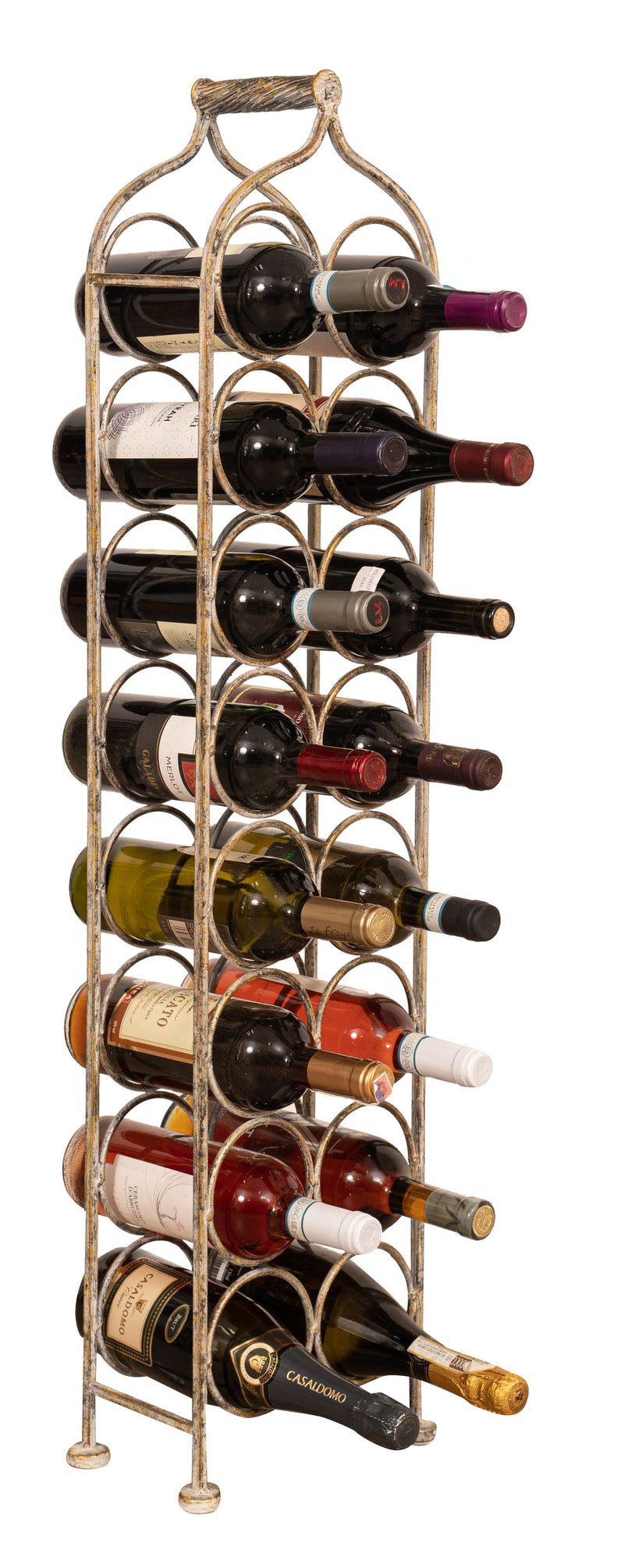 Biscottini Porta bottiglie in ferro battuto finitura bianca anticata