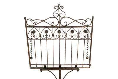 Biscottini Leggio da terra in ferro battuto pieno finitura ruggine anticata L46xPR32xH90-170 cm