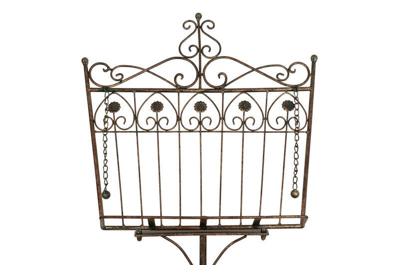 Biscottini Leggio da terra in ferro battuto pieno finitura ruggine anticata L46xPR32xH90-170 cm