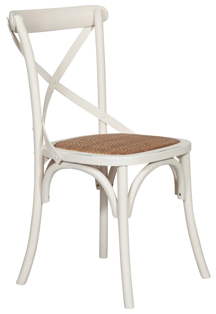 Biscottini Sedia Thonet in massello e seduta in rattan finitura bianca