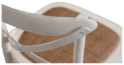 Biscottini Sedia Thonet in massello e seduta in rattan finitura bianca