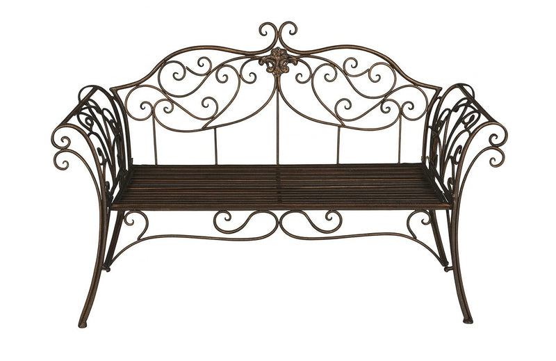 Biscottini Divanetto panchina Liberty in ferro finitura bronzata anticata
