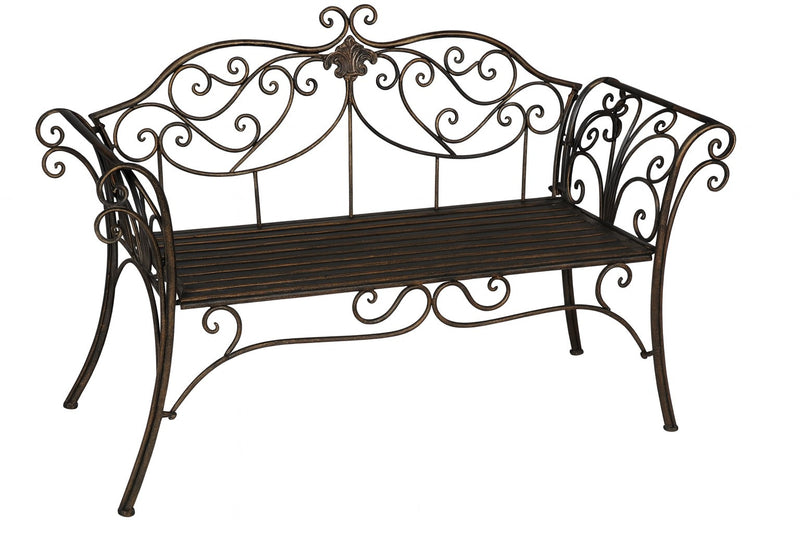Biscottini Divanetto panchina Liberty in ferro finitura bronzata anticata