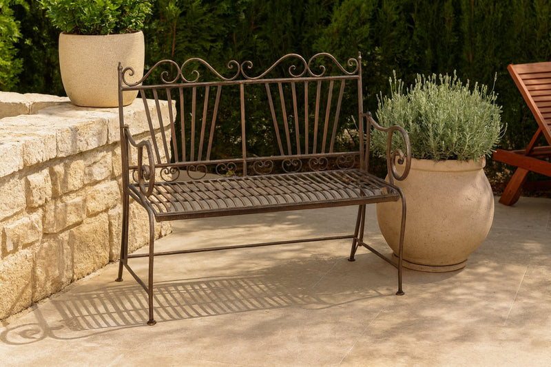 Biscottini Divanetto panchina Liberty in ferro finitura bronzata