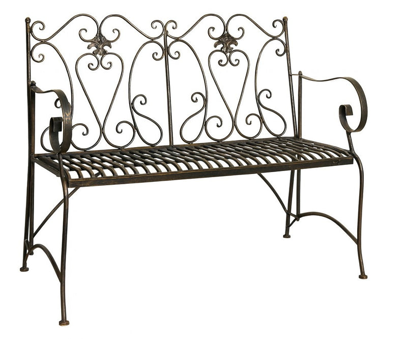Biscottini Divanetto panchina Liberty in ferro finitura bronzata