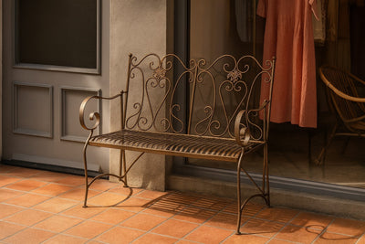 Biscottini Divanetto panchina Liberty in ferro finitura bronzata