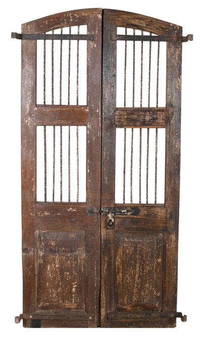 Biscottini Porta portone in legno massello e ferro da interno o da esterno vecchia e antica medievale