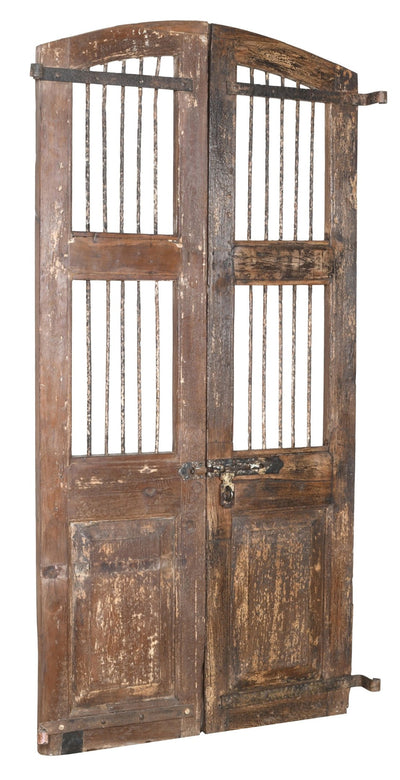 Biscottini Porta portone in legno massello e ferro da interno o da esterno vecchia e antica medievale