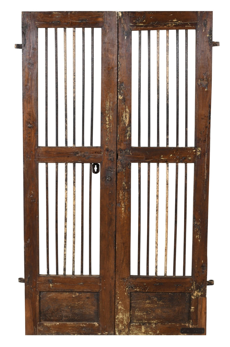 Biscottini Porta portone in legno massello e ferro da interno o da esterno vecchia e antica medievale