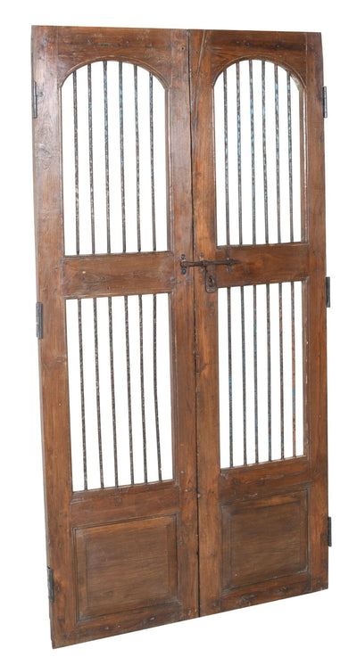 Biscottini Porta portone in legno massello e ferro da interno o da esterno vecchia e antica medievale