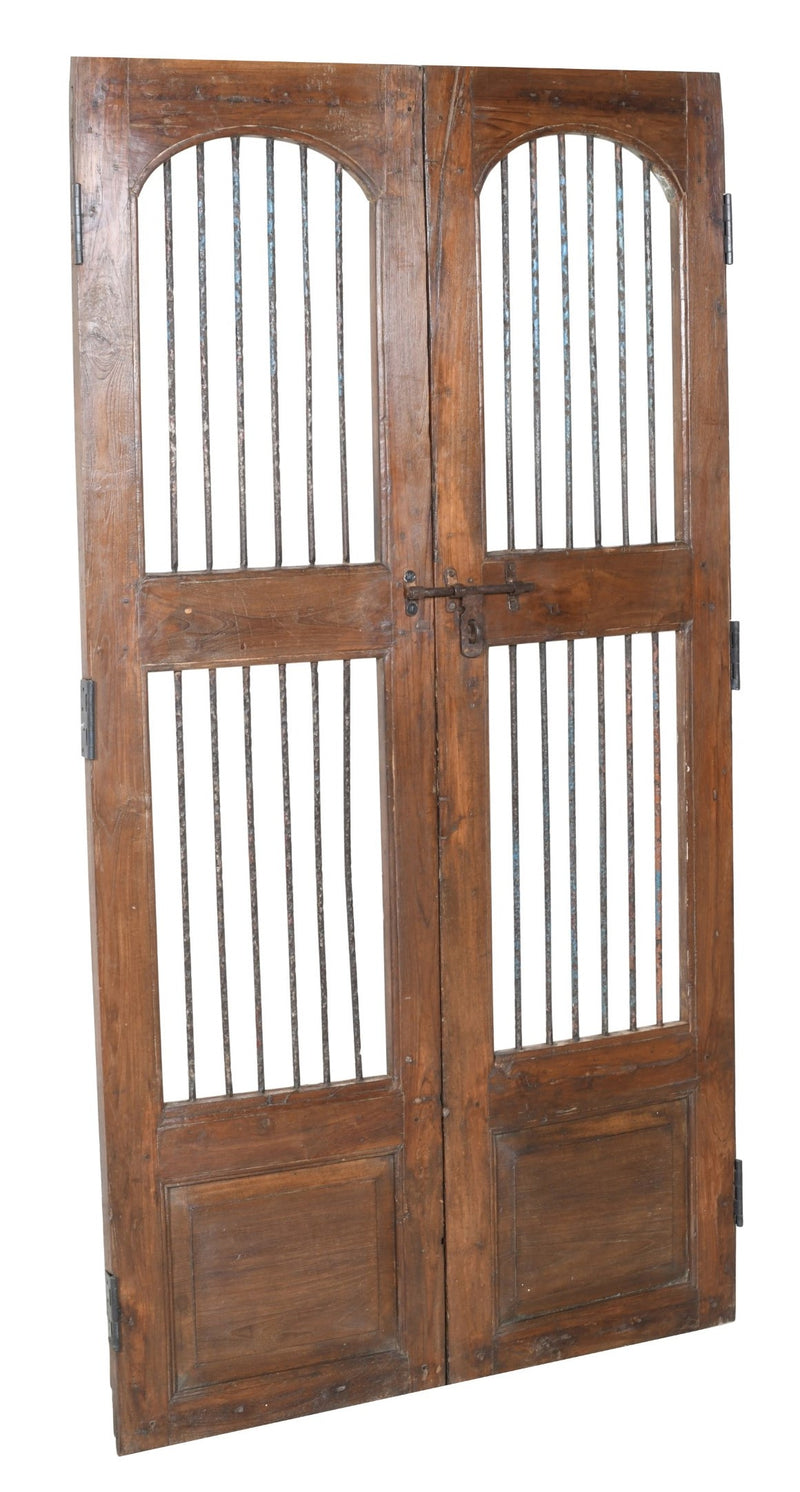 Biscottini Porta portone in legno massello e ferro da interno o da esterno vecchia e antica medievale