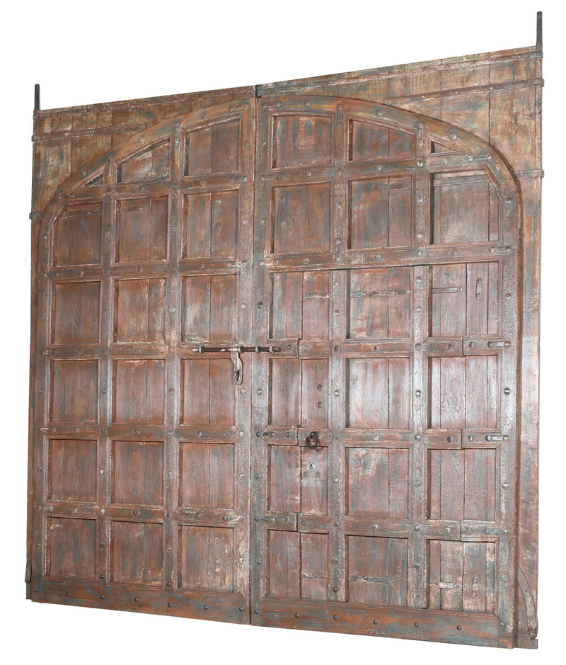 Biscottini Porta portone in legno massello e ferro da interno o da esterno vecchia e antica medievale