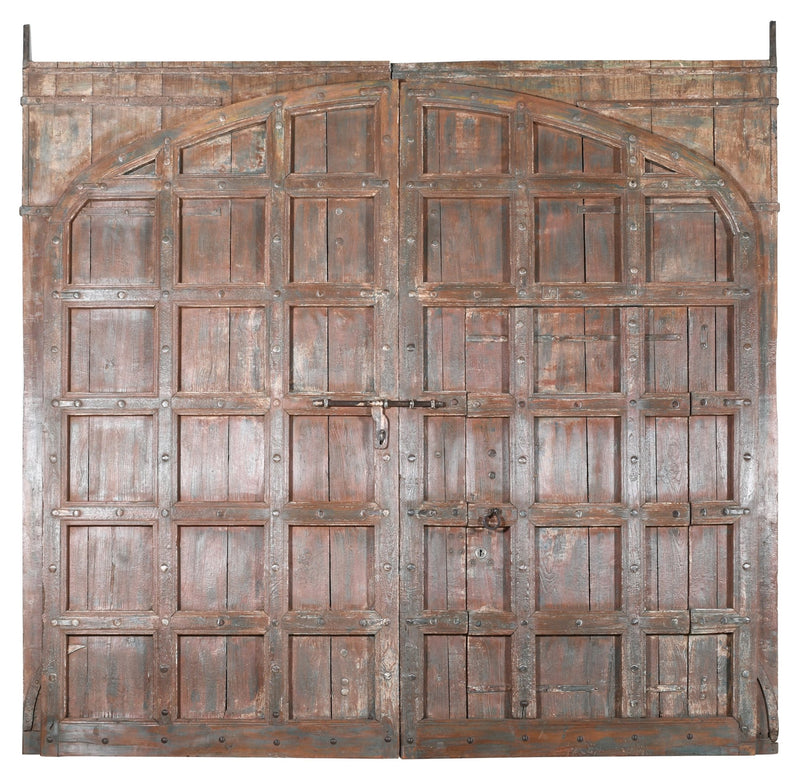 Biscottini Porta portone in legno massello e ferro da interno o da esterno vecchia e antica medievale