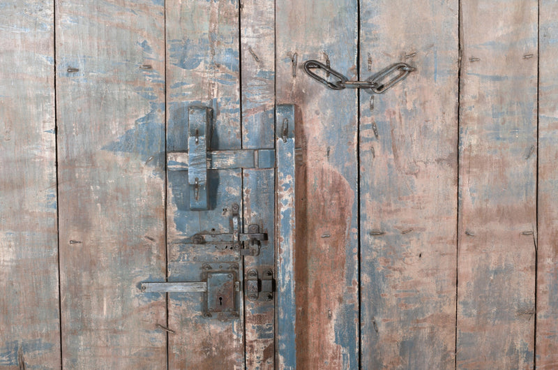 Biscottini Porta portone in legno massello e ferro da interno o da esterno vecchia e antica medievale