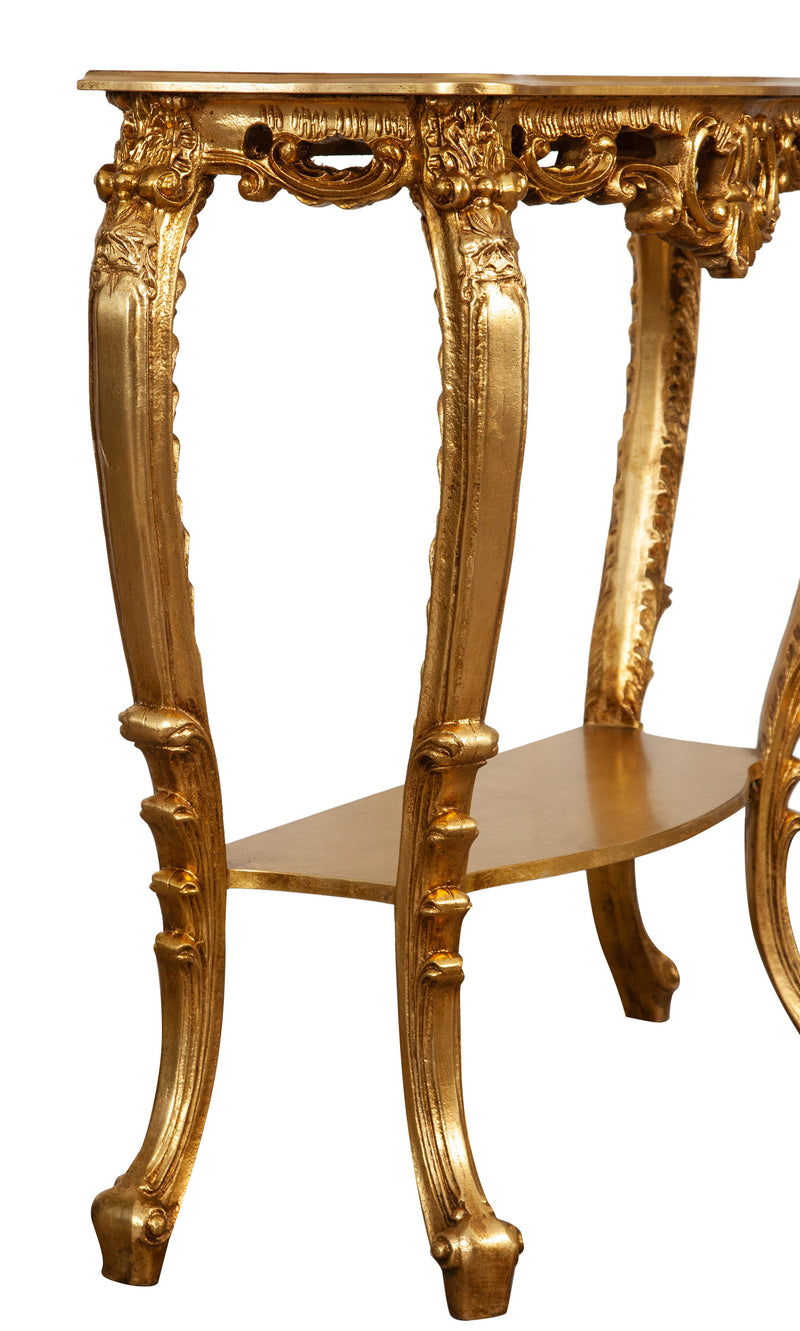 Biscottini CONSOLLE IN LEGNO FINITURA FOGLIA ORO ANTICATO