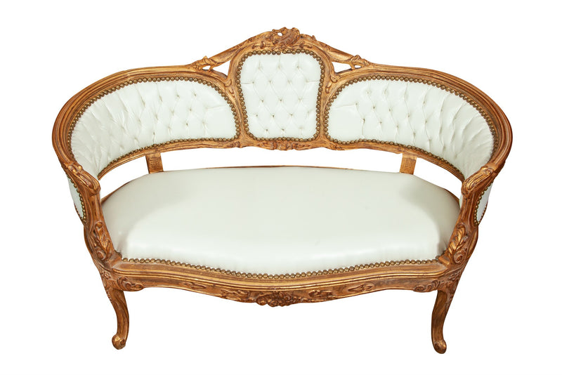 Biscottini Divanetto stile francese Luigi XVI in legno massello di faggio