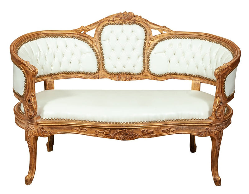 Biscottini Divanetto stile francese Luigi XVI in legno massello di faggio