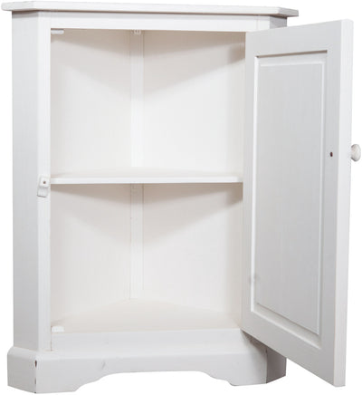 Biscottini Angoliera Country in legno massello di tiglio finitura bianca anticata L50xPR50xH92 cm. Made in Italy