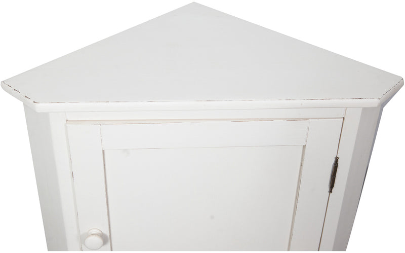 Biscottini Angoliera Country in legno massello di tiglio finitura bianca anticata L50xPR50xH92 cm. Made in Italy