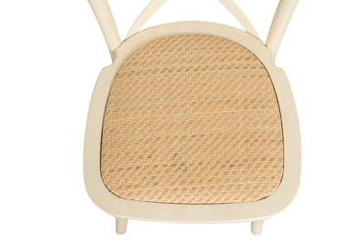 Biscottini Sedia Thonet in massello e seduta in rattan finitura bianco impilabili
