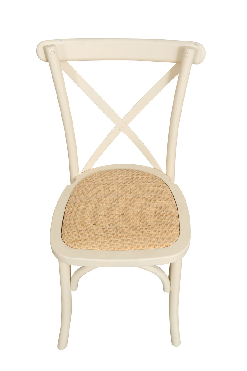 Biscottini Sedia Thonet in massello e seduta in rattan finitura bianco impilabili