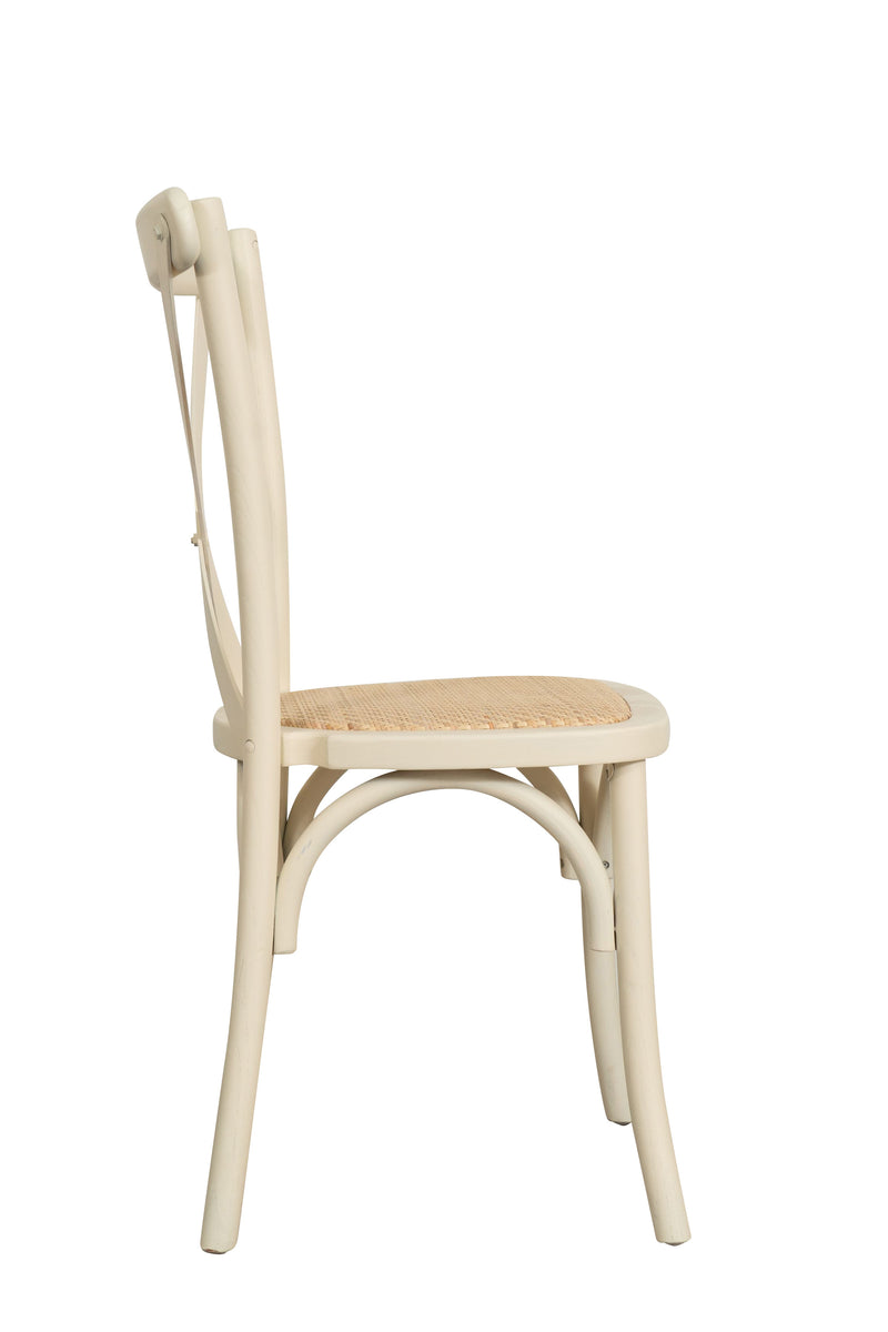 Biscottini Sedia Thonet in massello e seduta in rattan finitura bianco impilabili