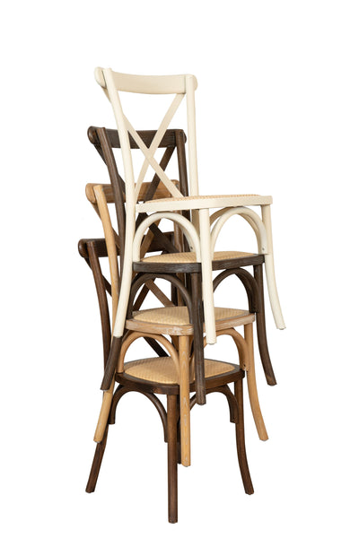 Biscottini Sedia Thonet in massello e seduta in rattan finitura bianco impilabili