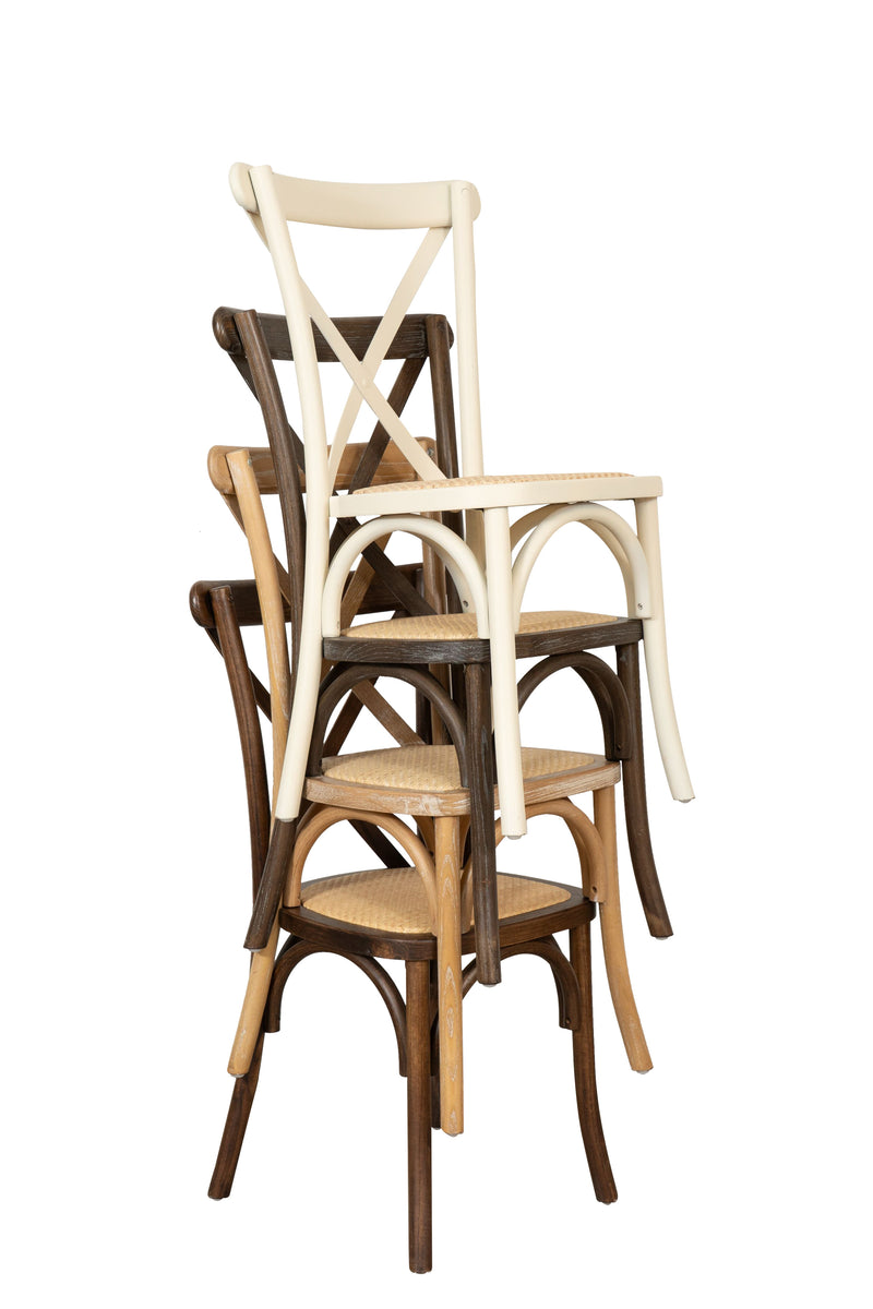 Biscottini Sedia Thonet in massello e seduta in rattan finitura bianco impilabili