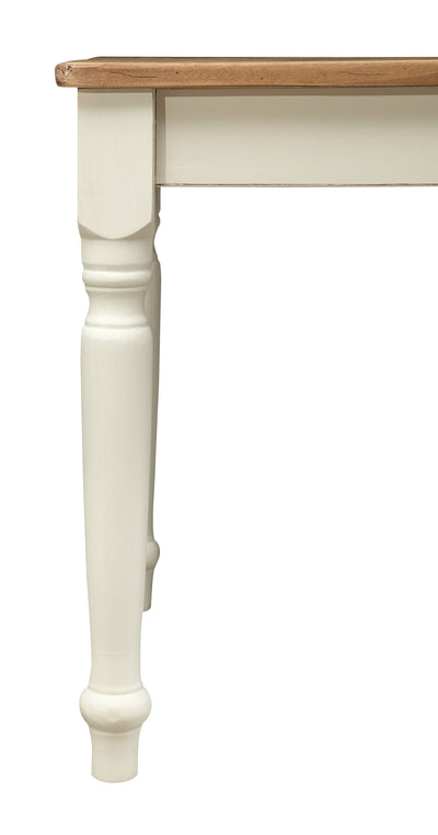 Biscottini Tavolo fisso Country in legno massello di tiglio struttura bianca anticata piano naturale. Made in Italy