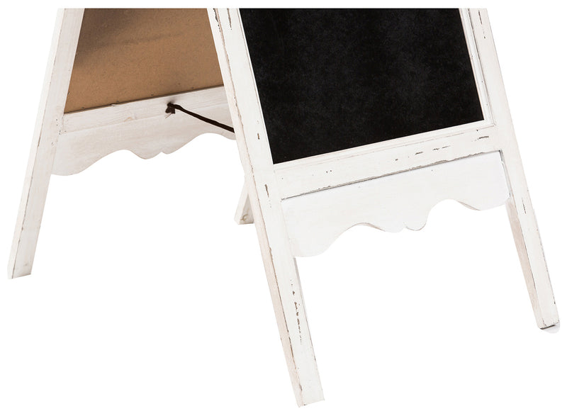 Biscottini Lavagna da terra bifacciale con cornice in legno finitura bianca anticata L50xPR6xH95 cm